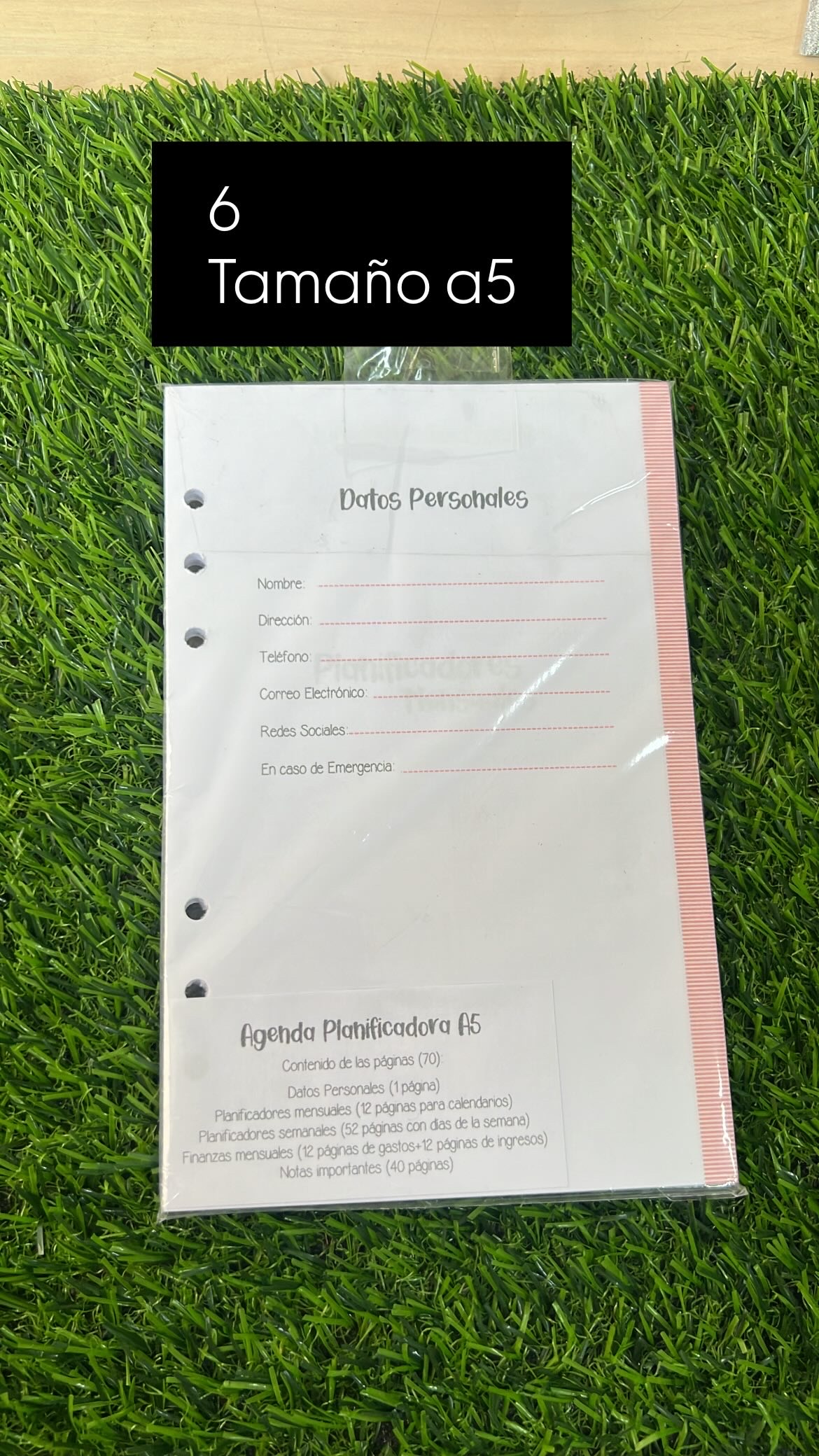 Hojas De Agenda Personalizadas A5 Grande Liquidación 